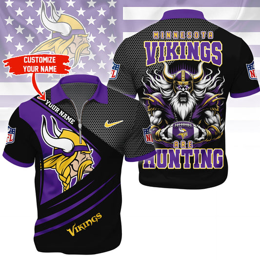 LIMITED EDITION - NEW CUSTOMIZED NFL05 MVK MINNESOTA VIKINGS HARLEY-DAVIDSON POLO WITH ZIPPER SHIRT