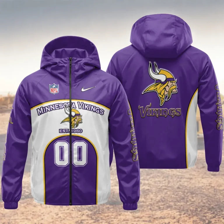 LIMITED EDITION - NEW CUSTOMIZED NFL05 MVK MINNESOTA VIKINGS WINDBREAKER JACKET