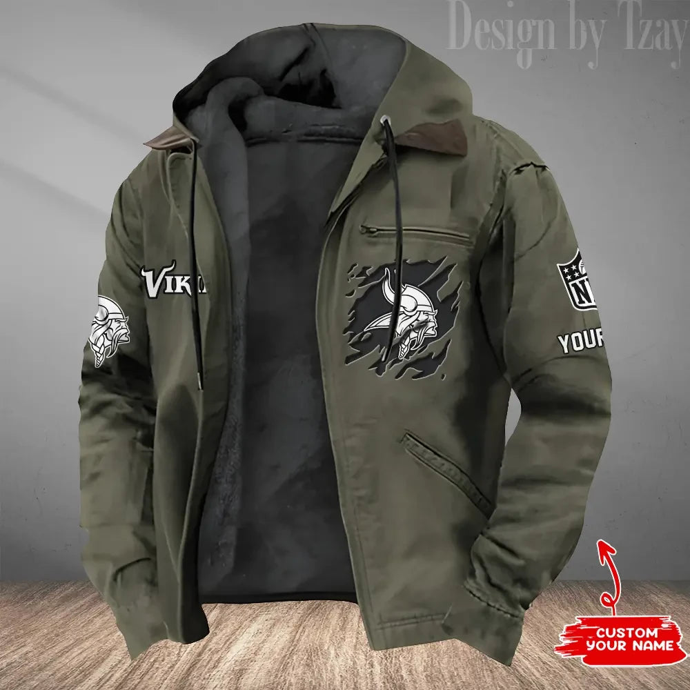 LIMITED EDITION - NEW CUSTOMIZED NFL05 MVK MINNESOTA VIKINGS HOODED CARDIGAN JACKET