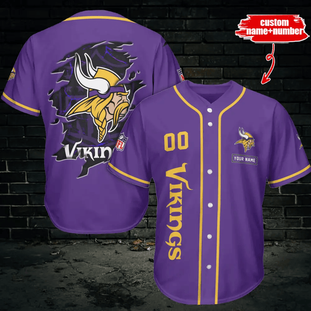 LIMITED EDITION - NEW CUSTOMIZED NFL05 MVK MINNESOTA VIKINGS BASEBALL JERSEY