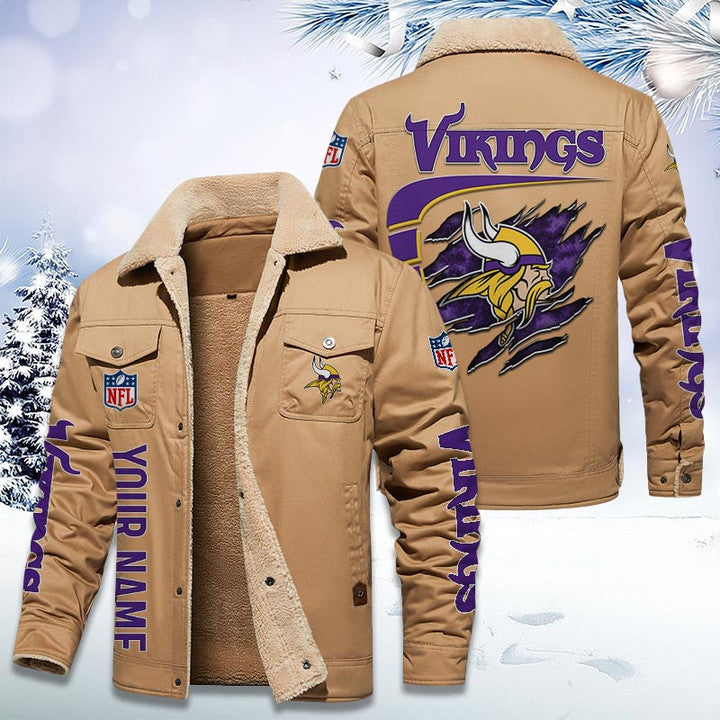 LIMITED EDITION - NEW CUSTOMIZED NFL05 MVK MINNESOTA VIKINGS FLEECE JACKET
