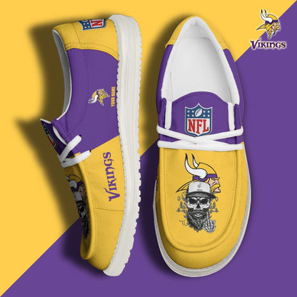 LIMITED EDITION - NEW CUSTOMIZED NFL05 MVK MINNESOTA VIKINGS LOAFER SHOES