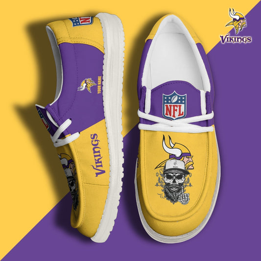 LIMITED EDITION - NEW CUSTOMIZED NFL05 MVK MINNESOTA VIKINGS LOAFER SHOES
