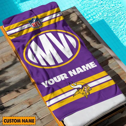 LIMITED EDITION - NEW CUSTOMIZED NFL05 MVK MINNESOTA VIKINGS BEACH & BATH TOWEL (KIDS & ADULTS)