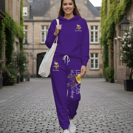 LIMITED EDITION - NEW CUSTOMIZED NFL05 MVK MINNESOTA VIKINGS HOODIE & LONGPANTS