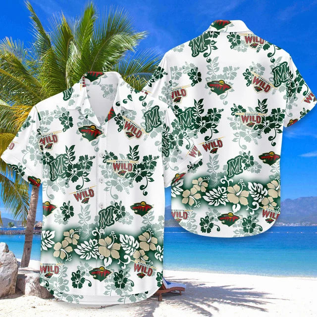 LIMITED EDITION - NEW CUSTOMIZED NHL13 MNW MINNESOTA WILD UNISEX HAWAIIAN SHIRT & SHORTS SET