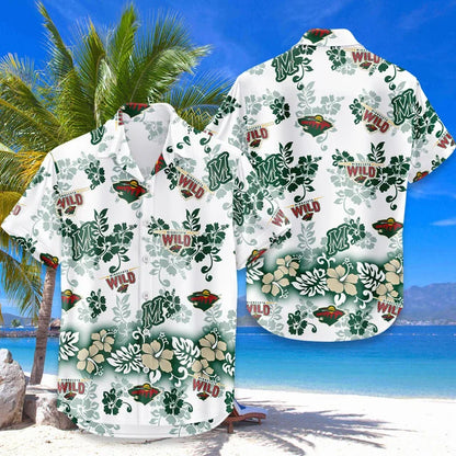 LIMITED EDITION - NEW CUSTOMIZED NHL13 MNW MINNESOTA WILD UNISEX HAWAIIAN SHIRT & SHORTS SET