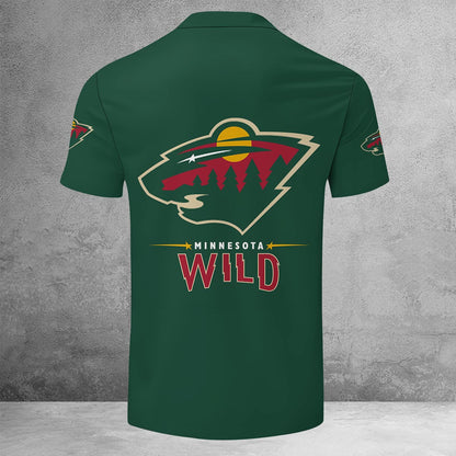 LIMITED EDITION - NEW CUSTOMIZED NHL13 MNW MINNESOTA WILD ZIP POLO SHIRT