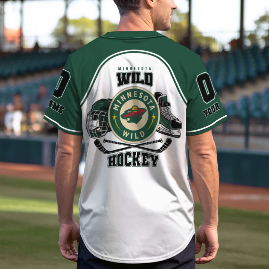 LIMITED EDITION - NEW CUSTOMIZED NHL13 MNW MINNESOTA WILD BASEBALL JERSEY