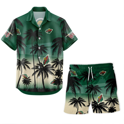 LIMITED EDITION - NEW CUSTOMIZED NHL13 MNW MINNESOTA WILD UNISEX HAWAIIAN SHIRT & SHORTS SET