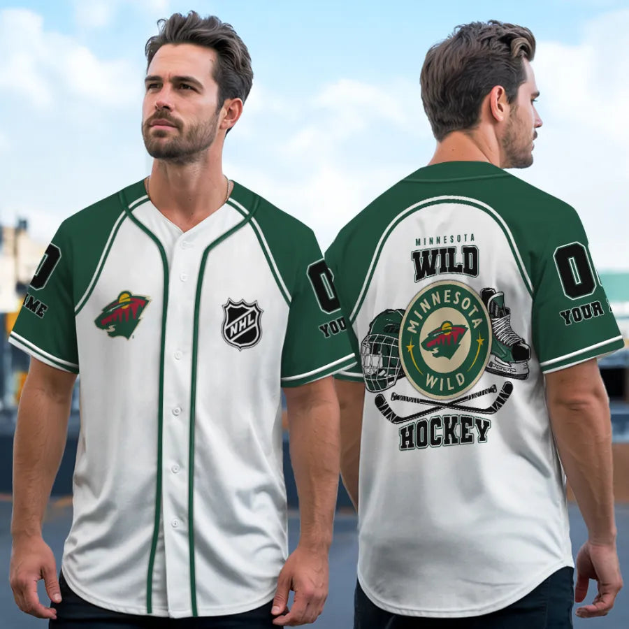 LIMITED EDITION - NEW CUSTOMIZED NHL13 MNW MINNESOTA WILD BASEBALL JERSEY