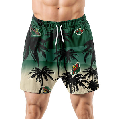 LIMITED EDITION - NEW CUSTOMIZED NHL13 MNW MINNESOTA WILD UNISEX HAWAIIAN SHIRT & SHORTS SET
