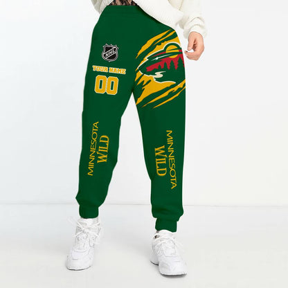 LIMITED EDITION - NEW CUSTOMIZED NHL13 MNW MINNESOTA WILD UNISEX LONG PANTS