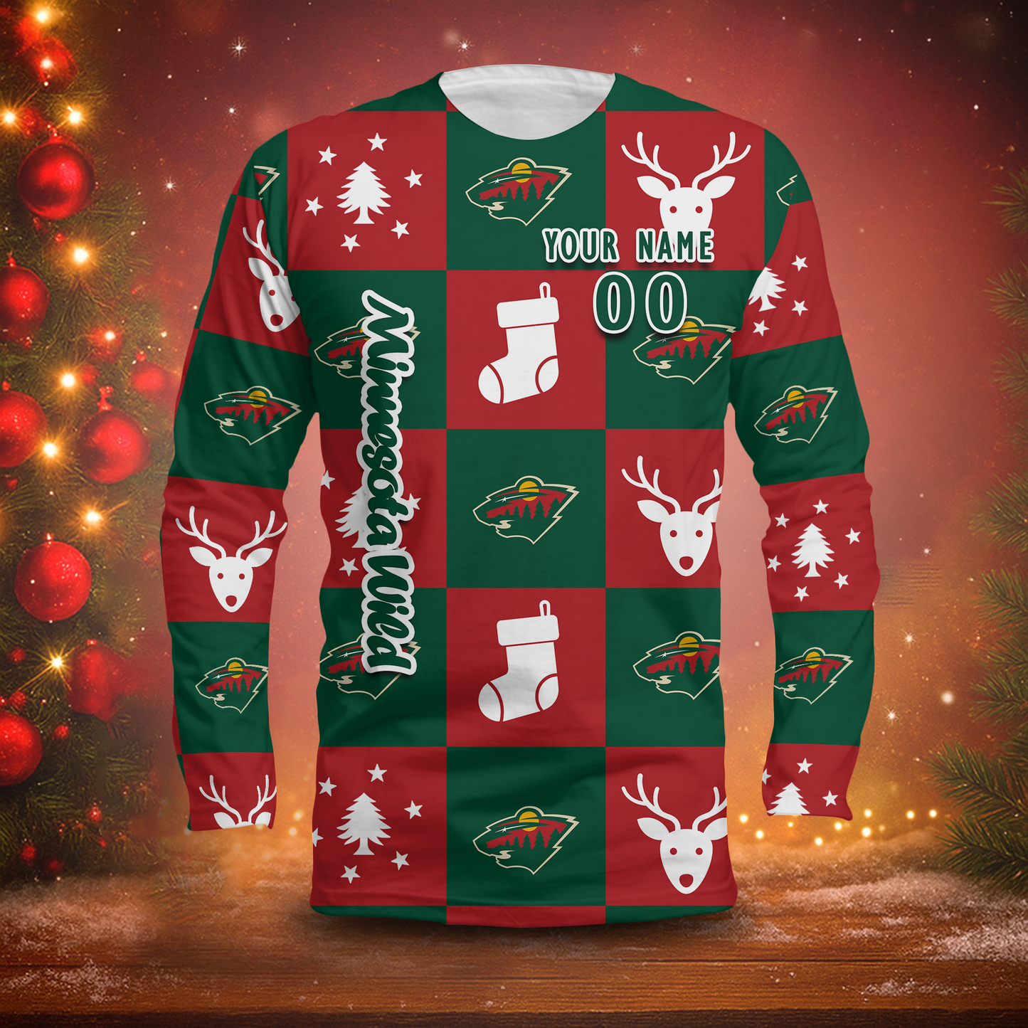 LIMITED EDITION - NEW CUSTOMIZED NHL13 MNW MINNESOTA WILD LONG SLEEVED T-SHIRT