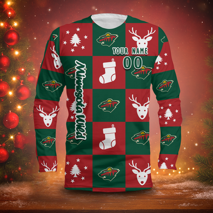 LIMITED EDITION - NEW CUSTOMIZED NHL13 MNW MINNESOTA WILD LONG SLEEVED T-SHIRT