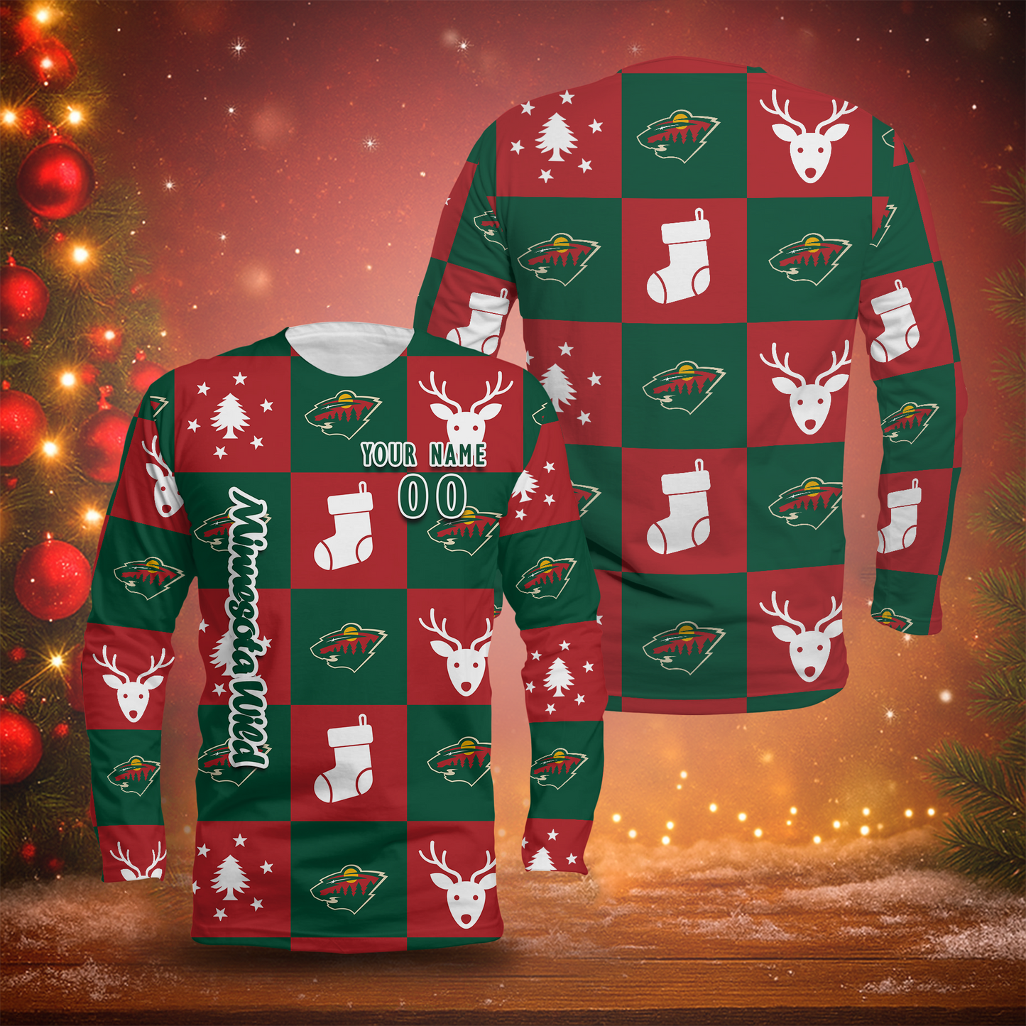 LIMITED EDITION - NEW CUSTOMIZED NHL13 MNW MINNESOTA WILD LONG SLEEVED T-SHIRT