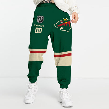 LIMITED EDITION - NEW CUSTOMIZED NHL13 MNW MINNESOTA WILD COMBO HOODIE & LONGPANTS