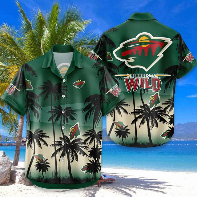 LIMITED EDITION - NEW CUSTOMIZED NHL13 MNW MINNESOTA WILD UNISEX HAWAIIAN SHIRT & SHORTS SET