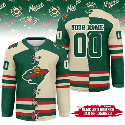 [SUPER SALE] NEW CUSTOMIZED NHL13 MNW MINNESOTA WILD UNISEX HOCKEY JERSEY