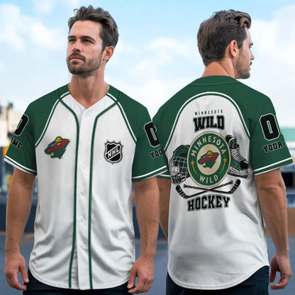 LIMITED EDITION - NEW CUSTOMIZED NHL13 MNW MINNESOTA WILD BASEBALL JERSEY
