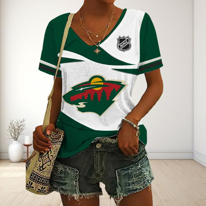 LIMITED EDITION - NEW CUSTOMIZED NHL13 MNW MINNESOTA WILD V-NECK FEMALE SHIRT
