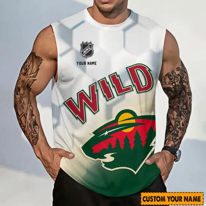 LIMITED EDITION - NEW CUSTOMIZED NHL13 MNW MINNESOTA WILD TANK TOP & GYM SHIRT