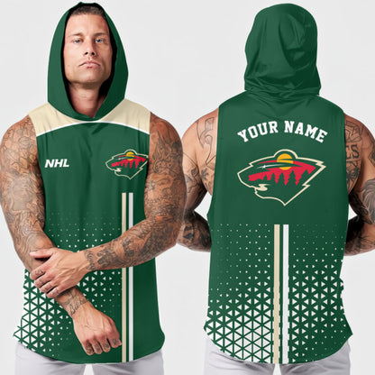 LIMITED EDITION - NEW CUSTOMIZED NHL13 MNW MINNESOTA WILD HOODED TANK TOP
