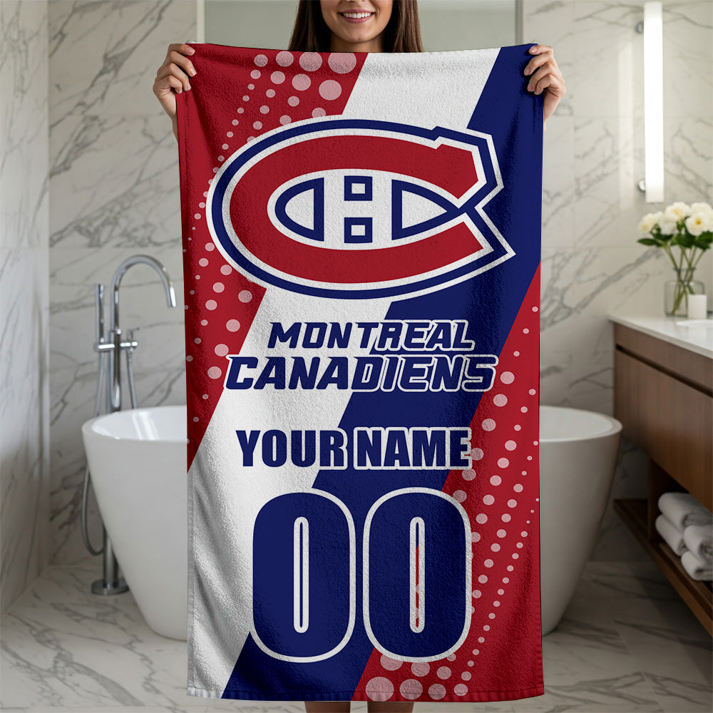 LIMITED EDITION - NEW CUSTOMIZED NHL11 MCD MONTREAL CANADIENS BEACH & BATH TOWEL