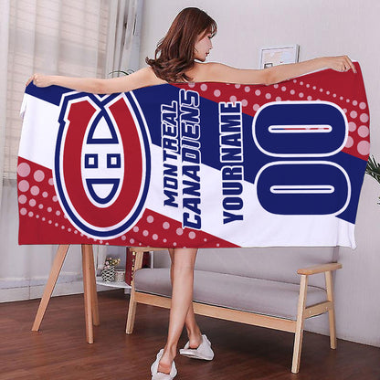 LIMITED EDITION - NEW CUSTOMIZED NHL11 MCD MONTREAL CANADIENS BEACH & BATH TOWEL