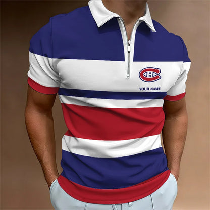 LIMITED EDITION - NEW CUSTOMIZED NHL11 MCD MONTREAL CANADIENS ZIP POLO SHIRT