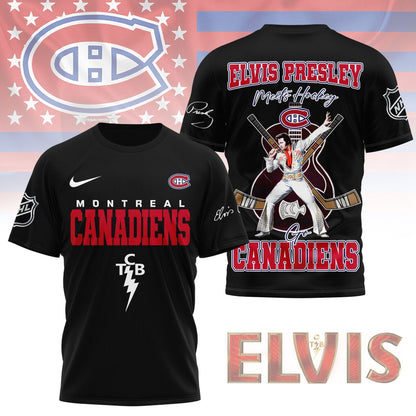 LIMITED EDITION - NEW CUSTOMIZED NHL11 MCD MONTREAL CANADIENS X ELVIS PRESLEY FAN 3D SHIRT