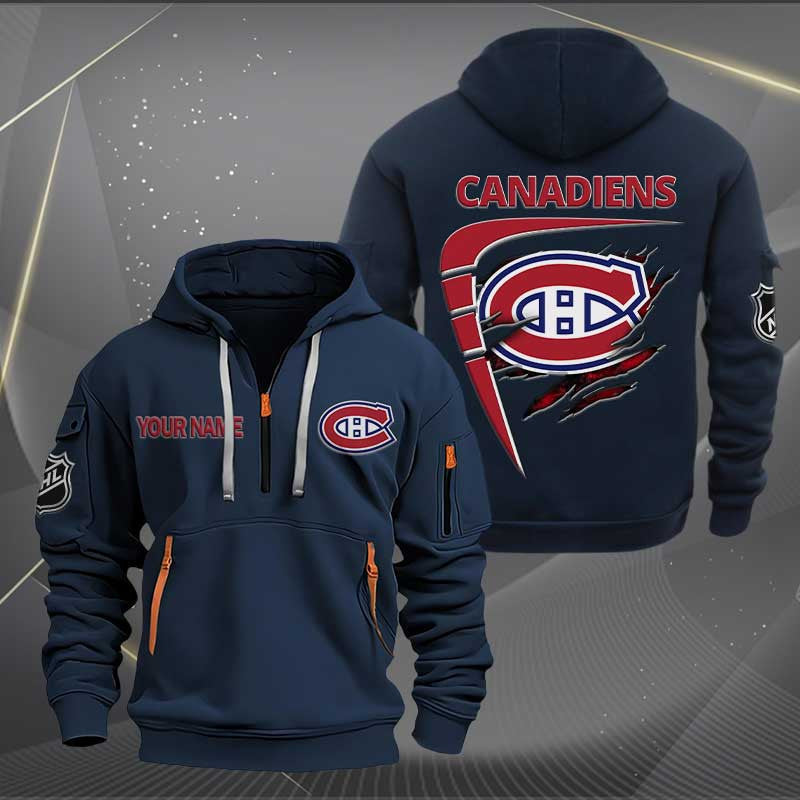LIMITED EDITION - NEW CUSTOMIZED NHL11 MCD MONTREAL CANADIENS QUARTER ZIP HOODIE
