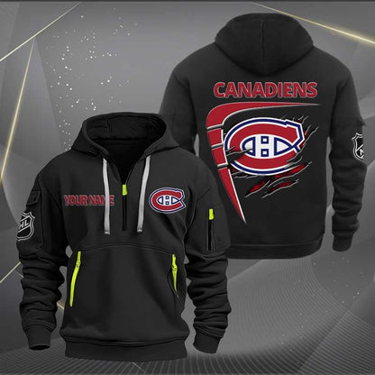 LIMITED EDITION - NEW CUSTOMIZED NHL11 MCD MONTREAL CANADIENS QUARTER ZIP HOODIE