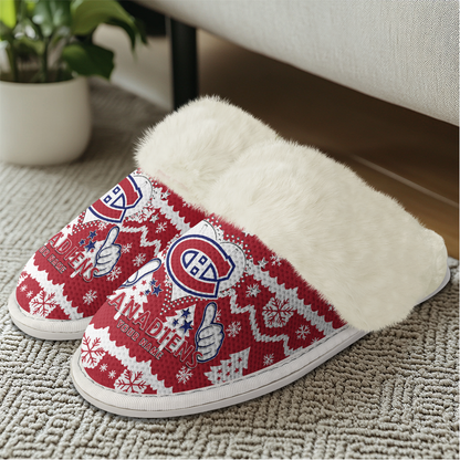 LIMITED EDITION - NEW CUSTOMIZED NHL11 MCD MONTREAL CANADIENS FUR-LINED SLIPPERS