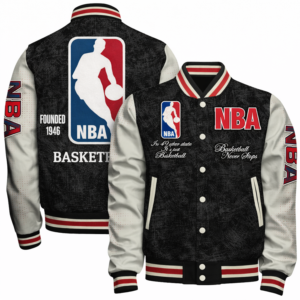 LIMITED EDITION - NEW CUSTOMIZED NBA31 NATIONAL BASKETBALL ASSOCIATION BASEBALL JACKET, SATIN VARSITY JACKET