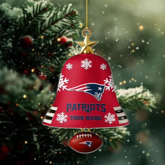 LIMITED EDITION - NEW CUSTOMIZED NFL27 NEP NEW ENGLAND PATRIOTS ACRYLIC CHRISTMAS BELL ORNAMENT