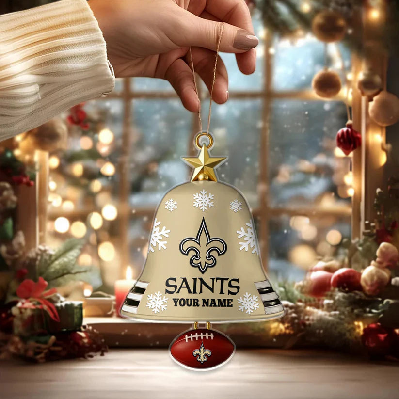 LIMITED EDITION - NEW CUSTOMIZED NFL24 NOS NEW ORLEANS SAINTS ACRYLIC CHRISTMAS BELL ORNAMENT