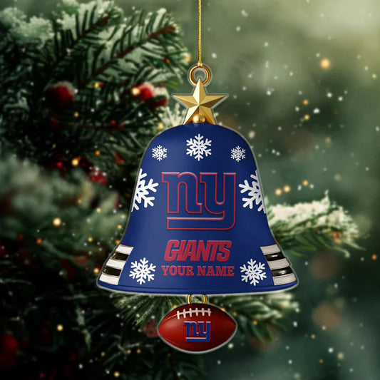 LIMITED EDITION - NEW CUSTOMIZED NFL32 NYG NEW YORK GIANTS ACRYLIC CHRISTMAS BELL ORNAMENT