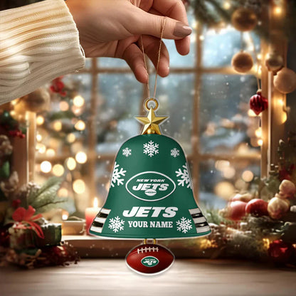 LIMITED EDITION - NEW CUSTOMIZED NFL25 NYJ NEW YORK JETS ACRYLIC CHRISTMAS BELL ORNAMENT