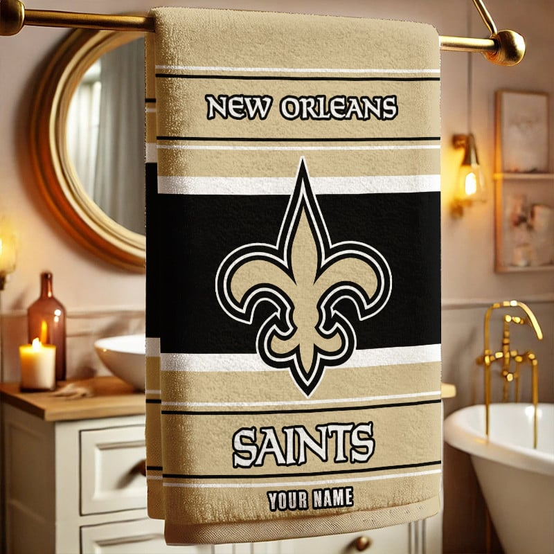 LIMITED EDITION - NEW CUSTOMIZED NFL24 NOS NEW ORLEANS SAINTS BEACH & BATH TOWEL (KIDS & ADULTS)