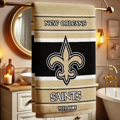 LIMITED EDITION - NEW CUSTOMIZED NFL24 NOS NEW ORLEANS SAINTS BEACH & BATH TOWEL (KIDS & ADULTS)
