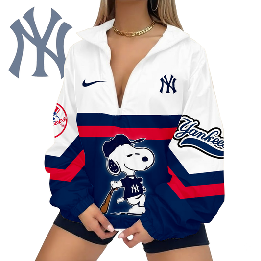 LIMITED EDITION - NEW CUSTOMIZED MLB01 NYY NEW YORK YANKEES V-NECK ZIPPER SWEATSHIRT JACKET