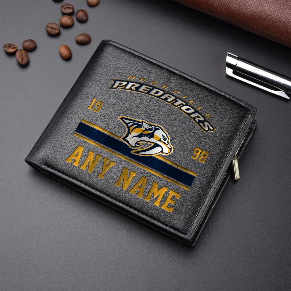 LIMITED EDITION - NEW CUSTOMIZED NHL31 NVP NASHVILLE PREDATORS LEATHER WALLET