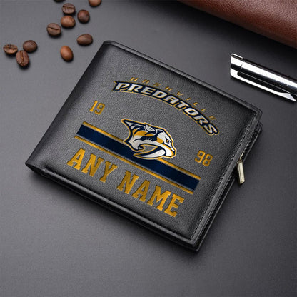LIMITED EDITION - NEW CUSTOMIZED NHL31 NVP NASHVILLE PREDATORS LEATHER WALLET