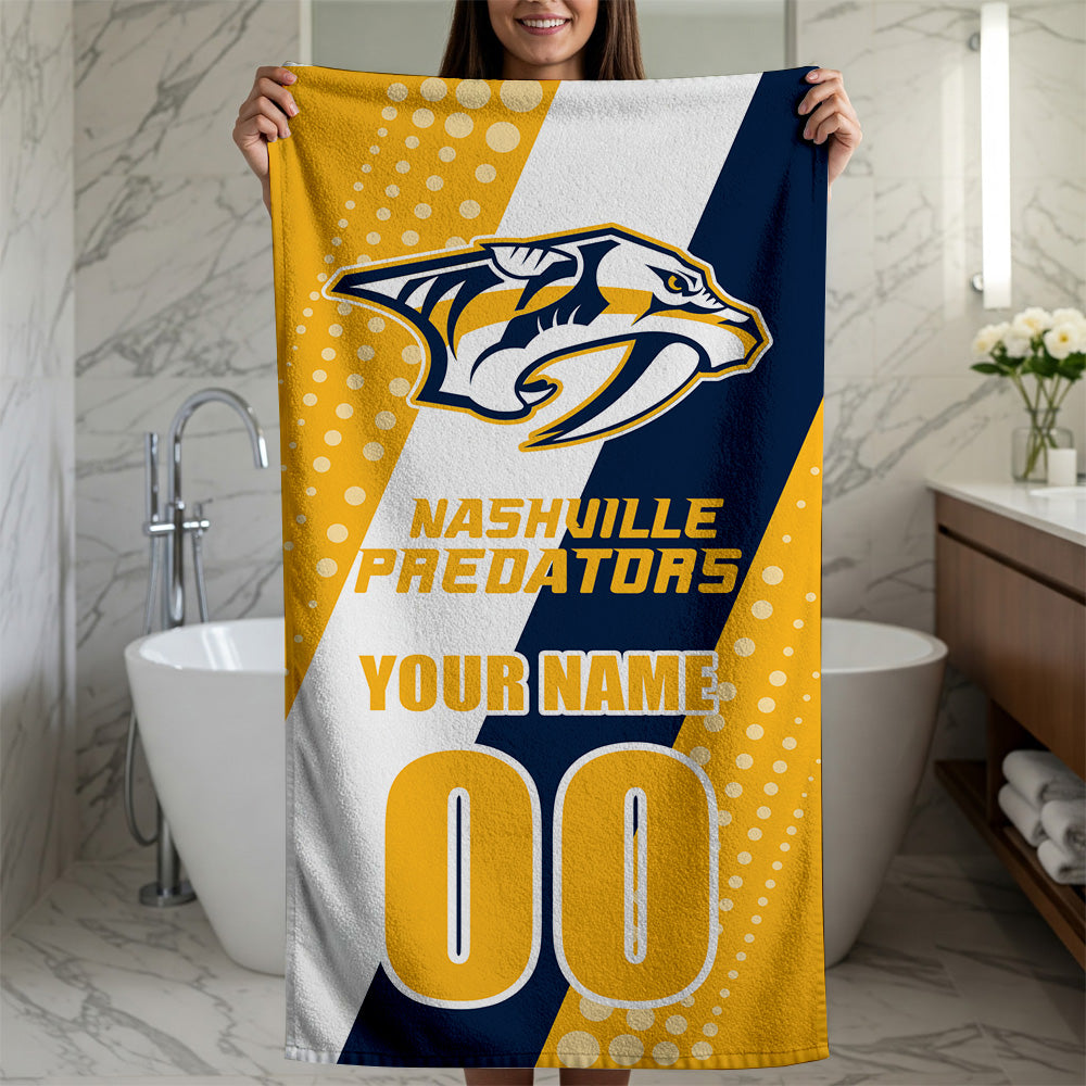 LIMITED EDITION - NEW CUSTOMIZED NHL31 NVP NASHVILLE PREDATORS BEACH & BATH TOWEL