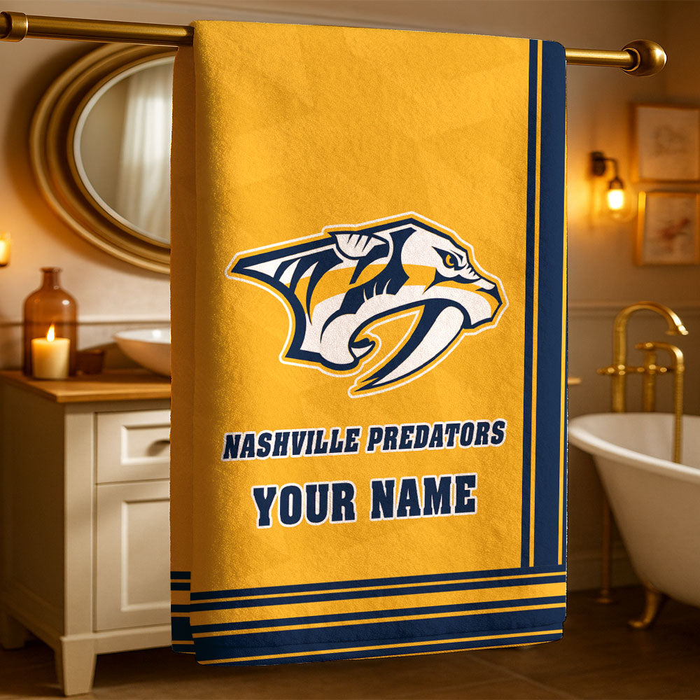 LIMITED EDITION - NEW CUSTOMIZED NHL31 NVP NASHVILLE PREDATORS BEACH & BATH TOWEL