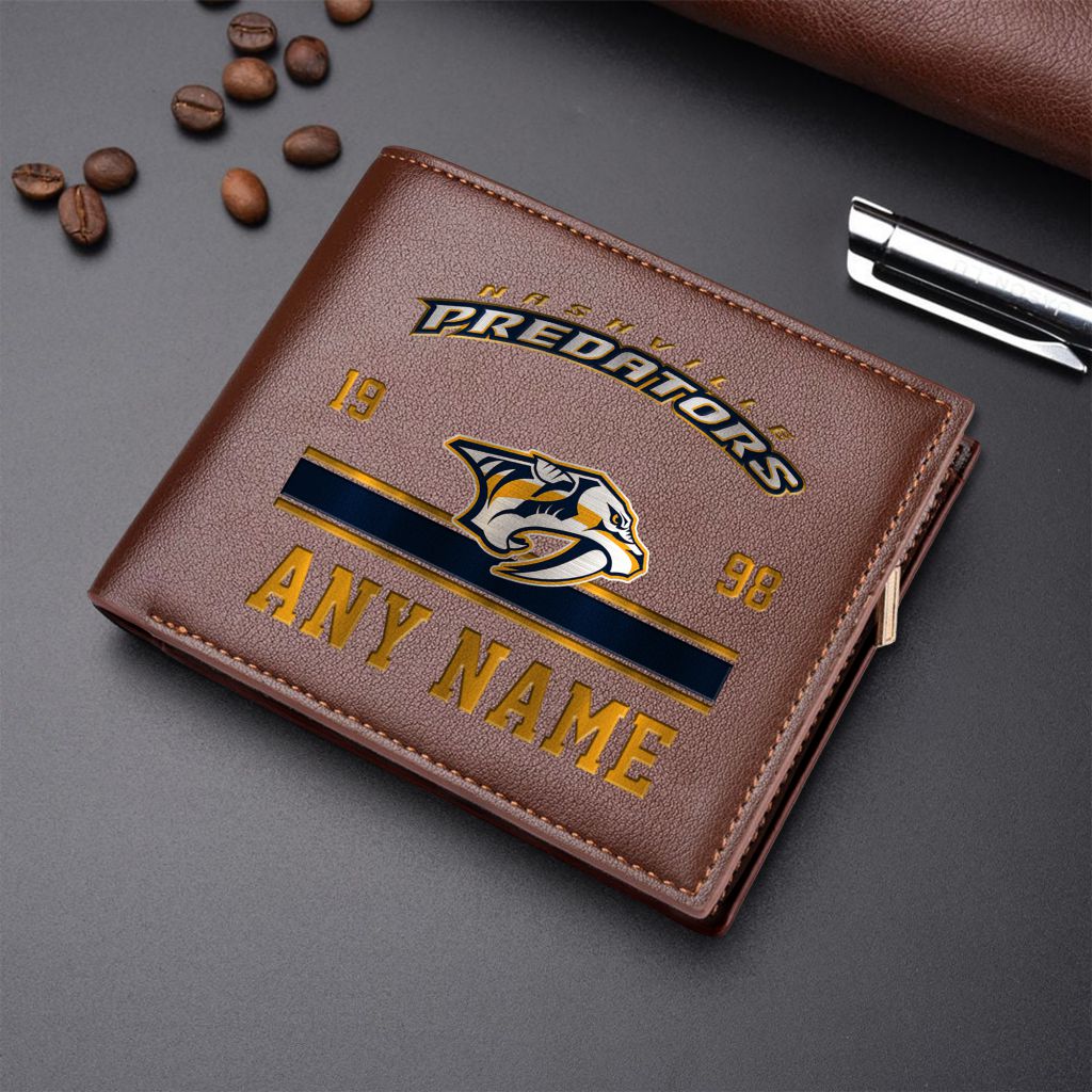 LIMITED EDITION - NEW CUSTOMIZED NHL31 NVP NASHVILLE PREDATORS LEATHER WALLET