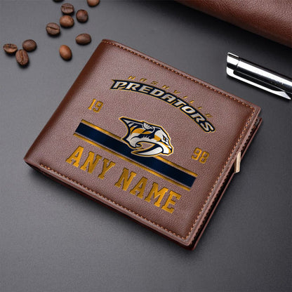 LIMITED EDITION - NEW CUSTOMIZED NHL31 NVP NASHVILLE PREDATORS LEATHER WALLET