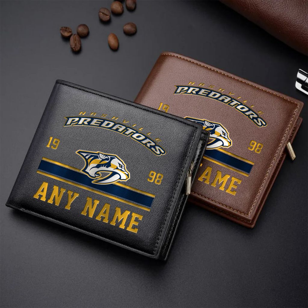 LIMITED EDITION - NEW CUSTOMIZED NHL31 NVP NASHVILLE PREDATORS LEATHER WALLET