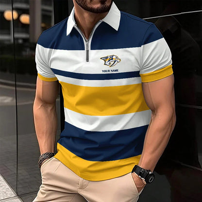 LIMITED EDITION - NEW CUSTOMIZED NHL31 NVP NASHVILLE PREDATORS ZIP POLO SHIRT